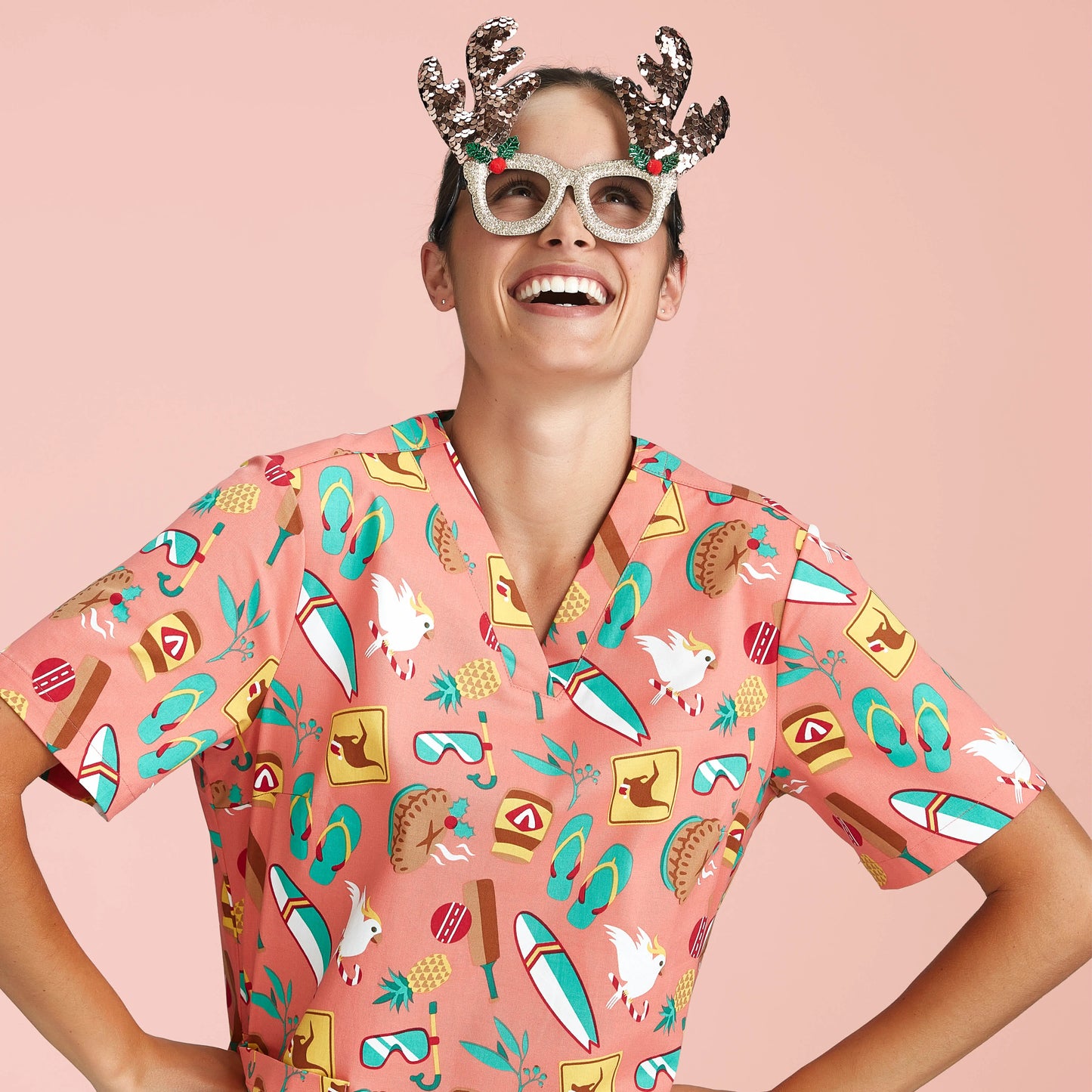Biz Care Women's Christmas Scrubs Top Simply Scrubs Australia