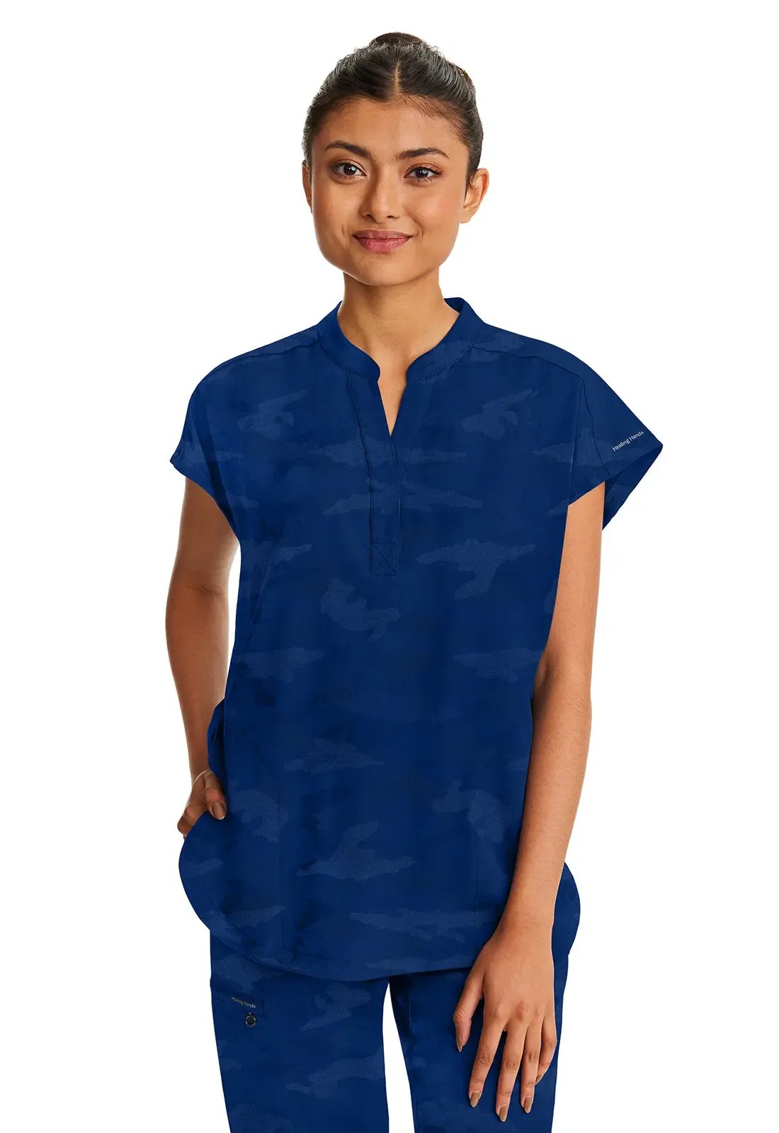 Healing Hands Journey Camo Women's Scrub Top 2352