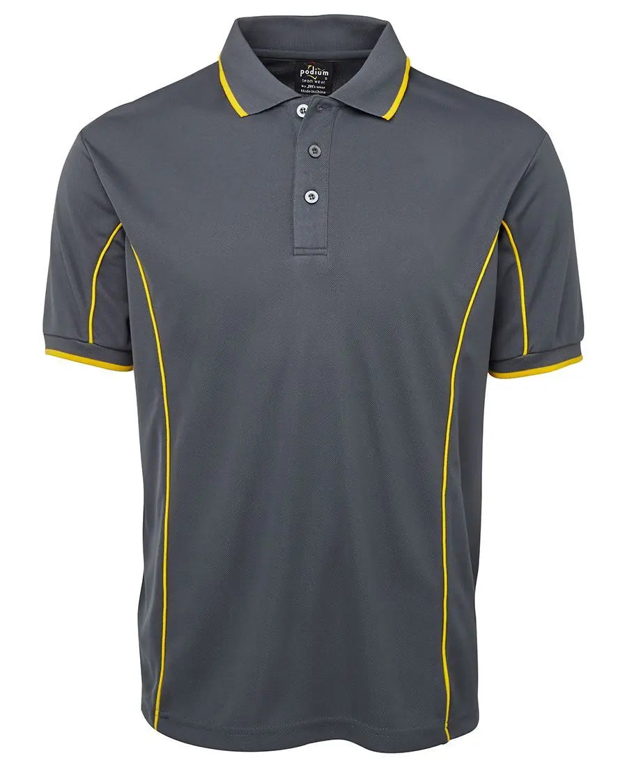 JB'S Short Sleeve Work Piping Polo 7PIP - Simply Scrubs Australia Grey-Yellow-5XL