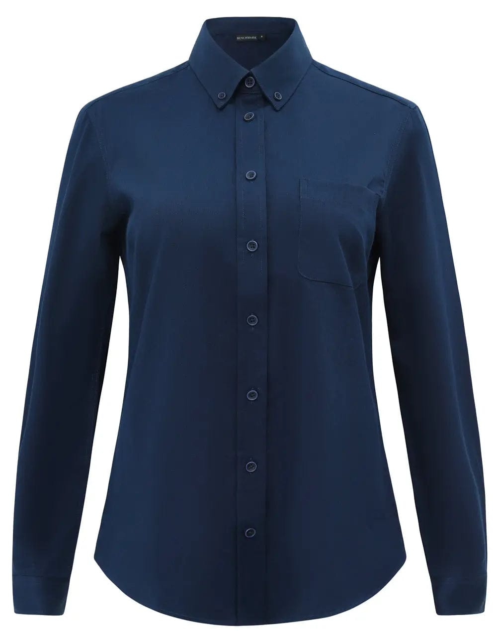 Benchmark Women's Smart Casual Cotton Blend Long Sleeve Shirt M8009L in Navy