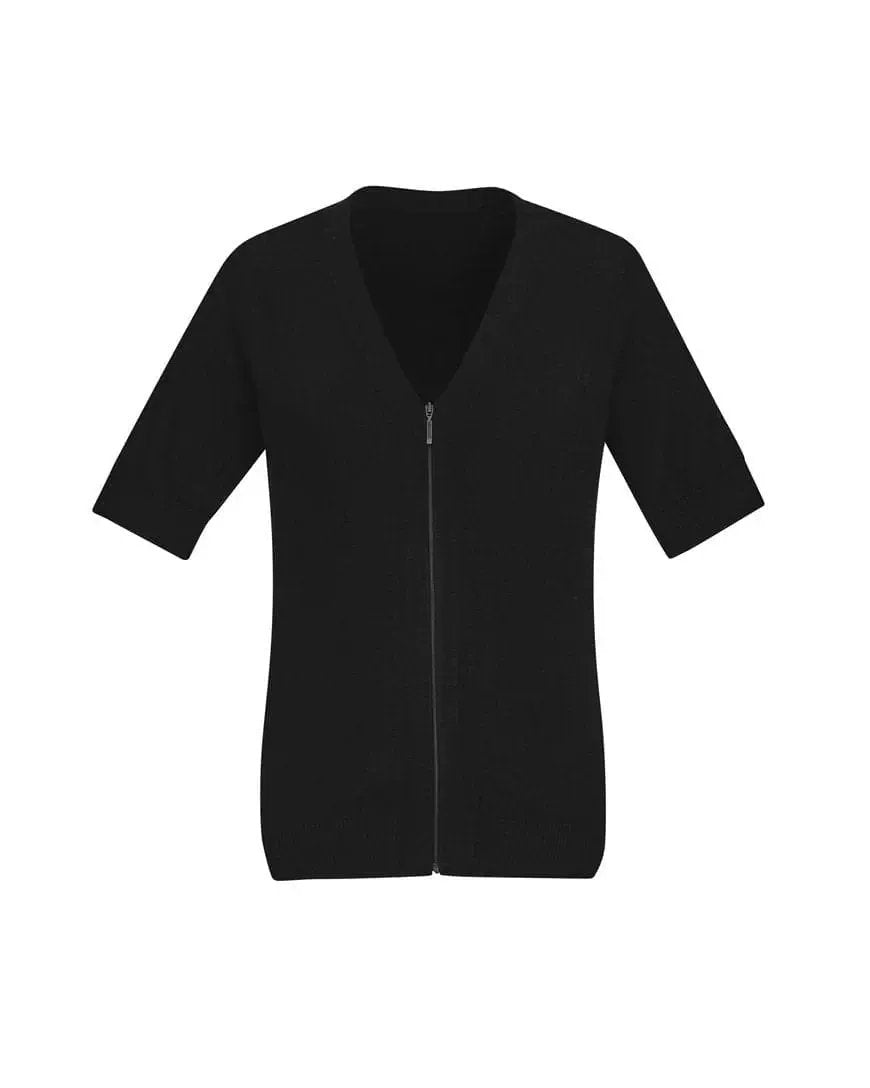 BizCare Women's Zip Front Short Sleeve Knit CK962LC