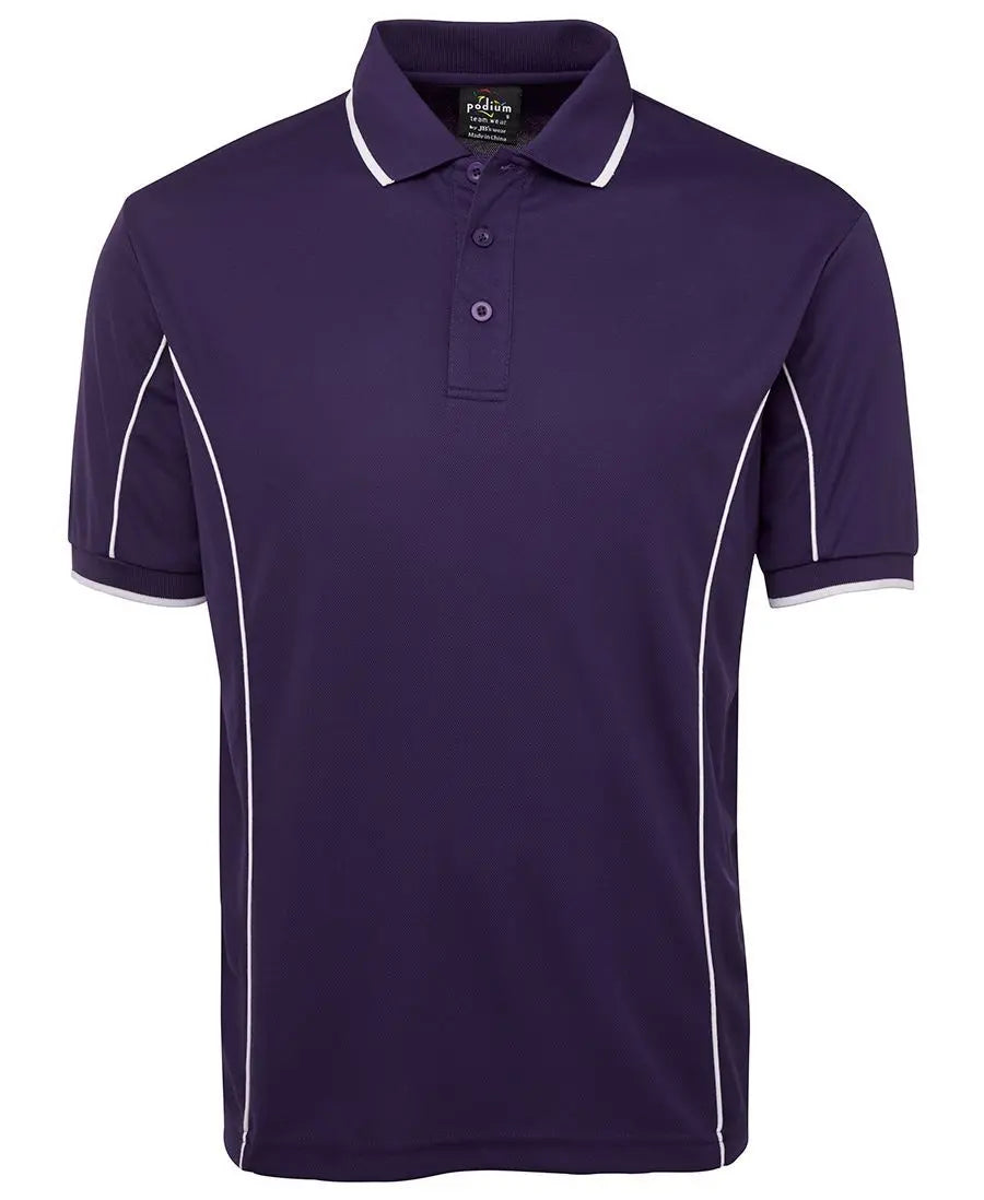 JB'S Short Sleeve Work Piping Polo 7PIP - Simply Scrubs Australia Purple-White-5XL