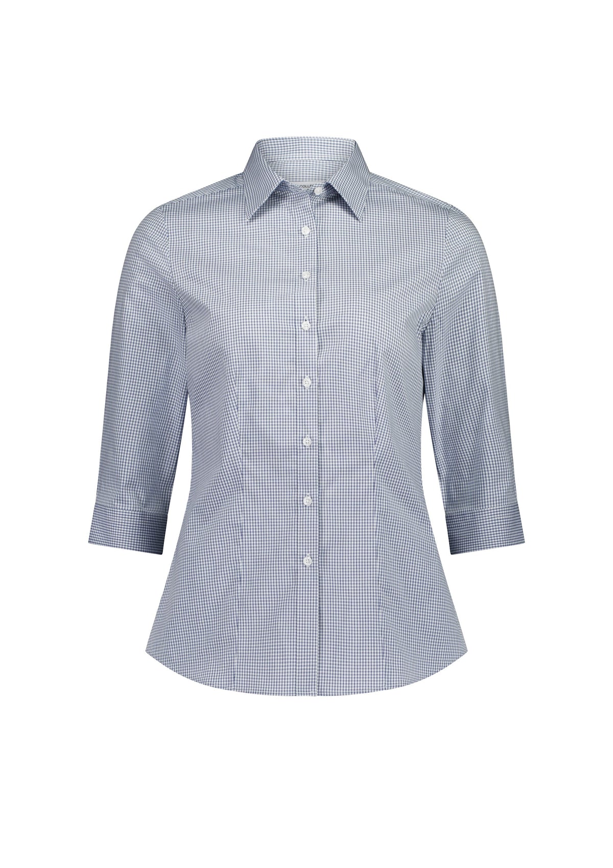 Biz Collection Women’s Fitzroy 3/4 Sleeve Shirt S636W White/Navy Check / 6
