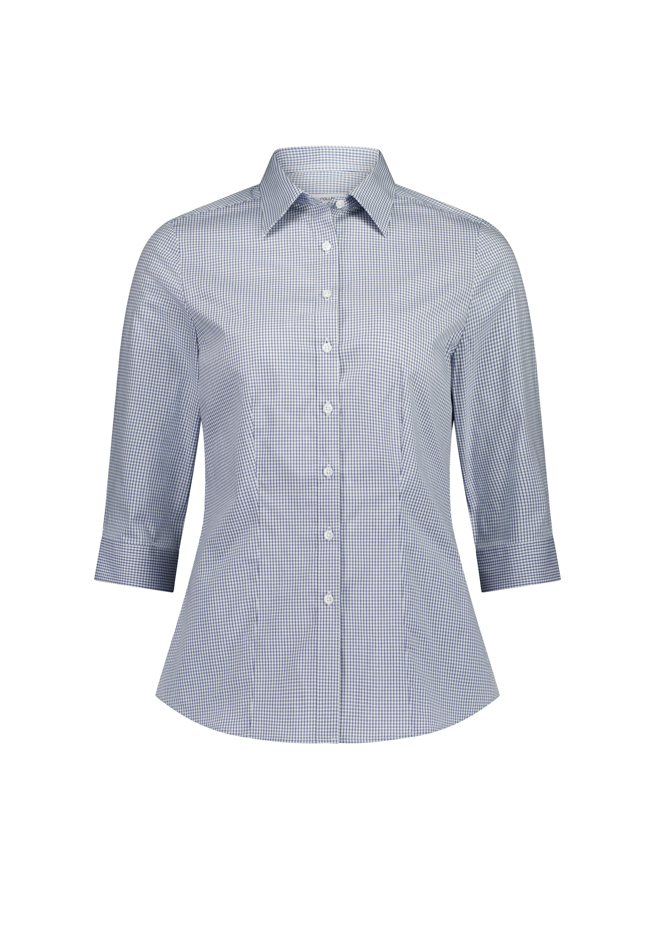Biz Collection Women’s Fitzroy 3/4 Sleeve Shirt S636W White/Navy Check / 6
