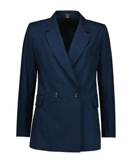 Biz Corporates Women's Renew Double Breasted Longline Jacket RJ400L Navy - Simply Scrubs Australia