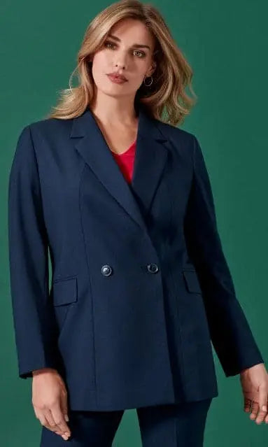 Biz Corporates Women's Renew Double Breasted Longline Jacket RJ400L - Simply Scrubs Australia