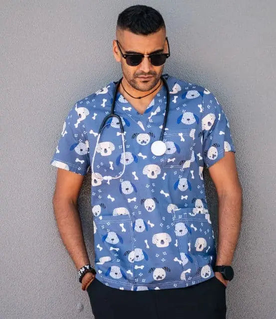Softies Unisex Dog & Bone Scrubs Top DNBT01 Simply Scrubs Australia