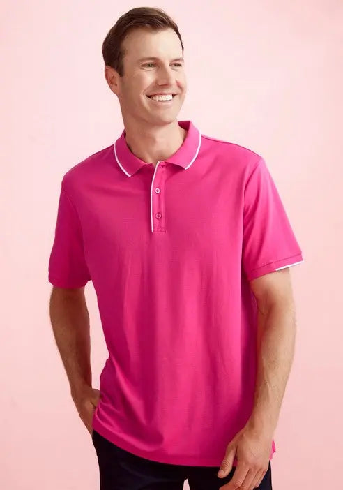 Biz Care Men's Pink Short Sleeve Polo Shirt CST313MS - Simply Scrubs Australia