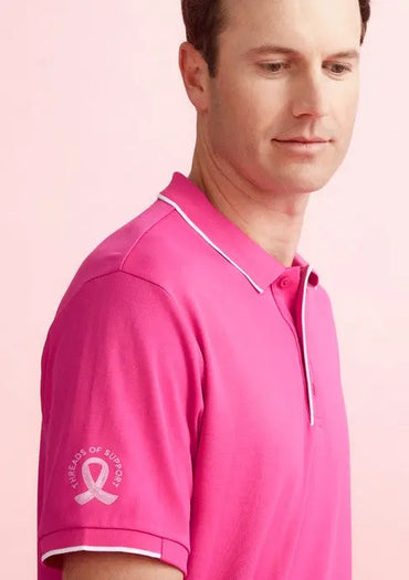 Biz Care Men's Pink Short Sleeve Polo Shirt CST313MS Mens - Simply Scrubs Australia