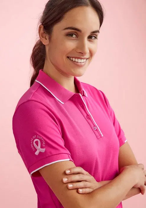 Biz Care Pink Short Sleeve Polo Shirt CST313LS - Simply Scrubs Australia