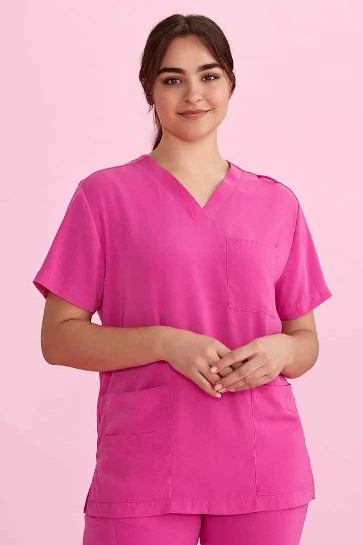 Biz Care Hot Pink Unisex Scrub Top CST250US Simply Scrubs Australia