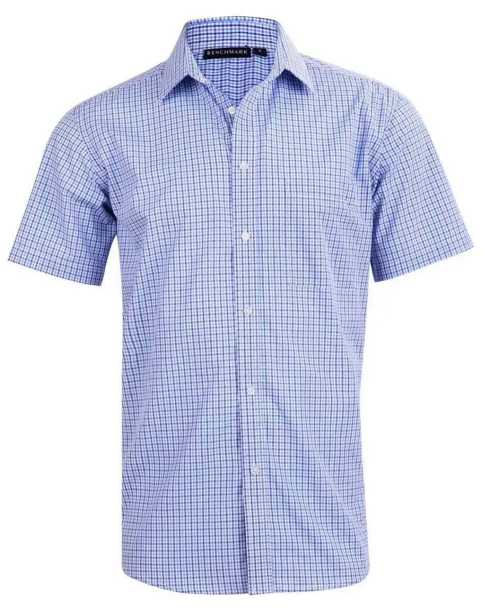 BENCHMARK Men’s Two Tone Gingham Short Sleeve Shirt M7320S