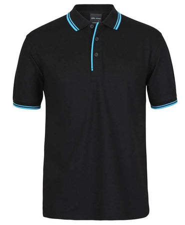 Jb's Wear Contrast Polo 2CP - Simply Scrubs Australia Black-Aqua-5XL