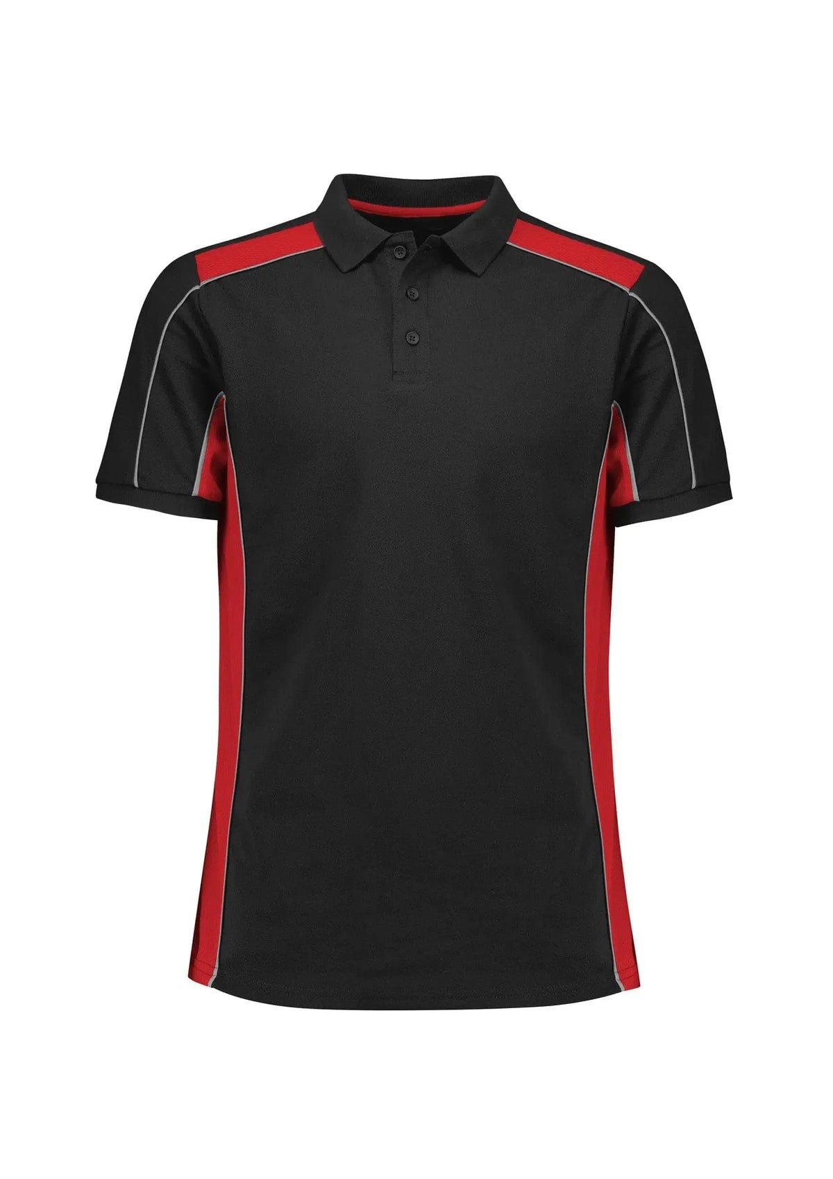 Biz Collection Unisex Grid Moto Polo Shirt P413US in Black/Red, alternate view