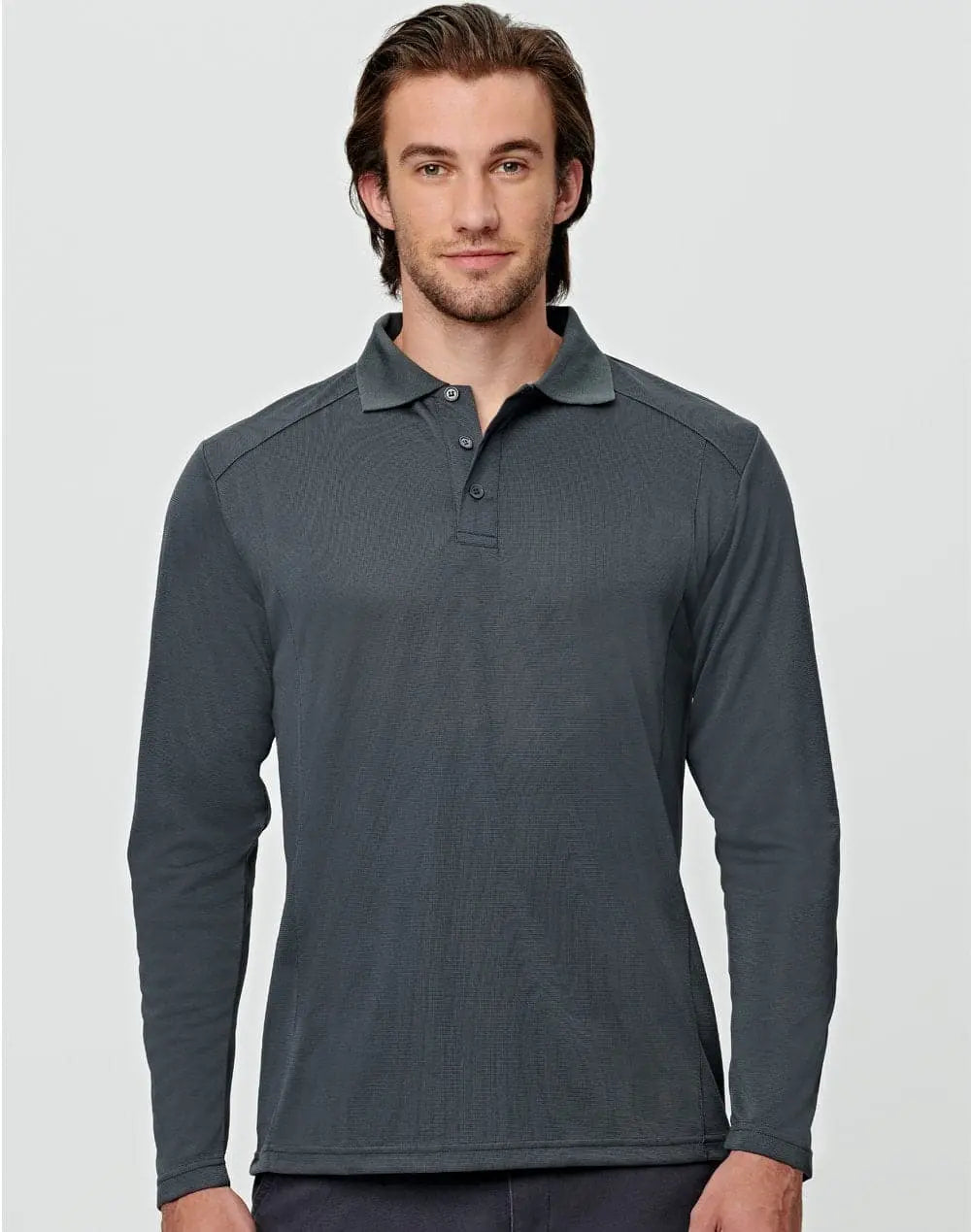 Mens Bamboo Charcoal Eco Fabric Long Sleeve Polo PS89 - Simply Scrubs Australia