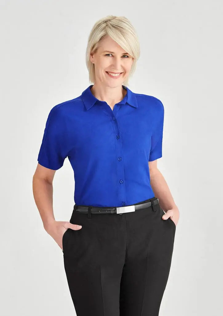 Biz Collection Dahlia Short Sleeve Blouse RB365L Royal - Simply Scrubs Australia