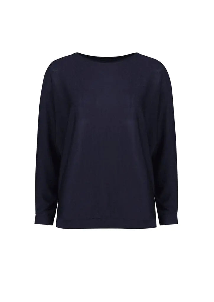Biz Collection Skye Women's Batwing Sweater Top RSW370L Navy- Simply Scrubs Australia