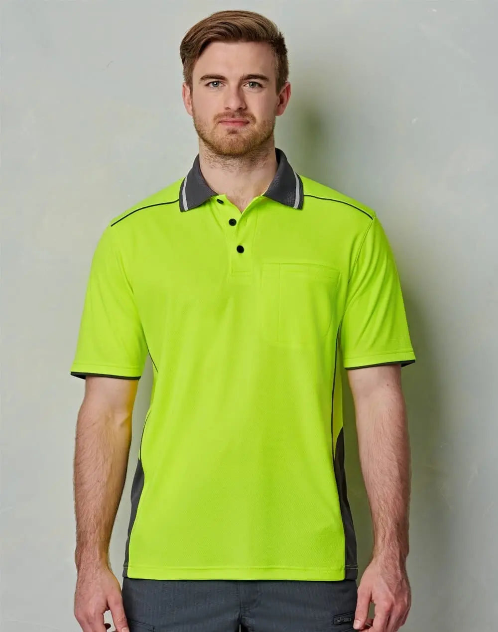 Unisex Hi-Vis Bamboo Charcoal Vented SS Polo SW79 - Simply Scrubs Australia