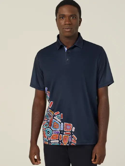Water Dreaming Men's Indigenous Corporate Polo Shirt CATJH6 - Simply Scrubs Australia