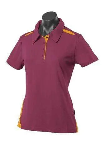 Aussie Pacific Casual Wear Maroon/Gold / 6 AUSSIE PACIFIC ladies paterson polo shirt - 2305