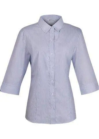 Aussie Pacific Corporate Wear White/Navy / 4 AUSSIE PACIFIC LADIES HENLEY 3/4 SLEEVE 2900T