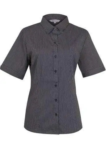 Aussie Pacific Corporate Wear Black/Silver / 4 AUSSIE PACIFIC LADIES HENLEY SHORT SLEEVE 2900S