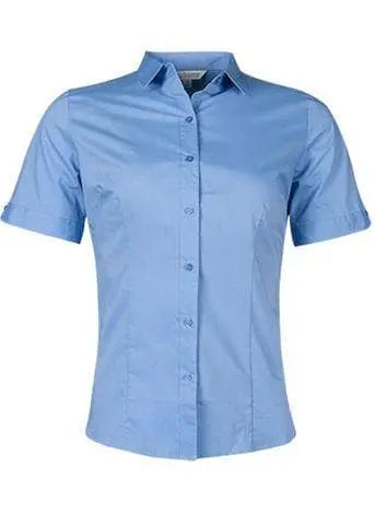 Aussie Pacific Corporate Wear Mid Blue / 4 AUSSIE PACIFIC LADIES MOSMAN SHORT SLEEVE 2903S