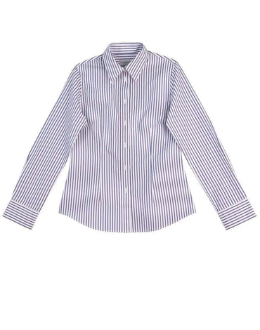 Benchmark Corporate Wear White/Cobalt / 6 BENCHMARK Ladies' Executive Sateen Stripe Long Sleeve Shirt M8310L