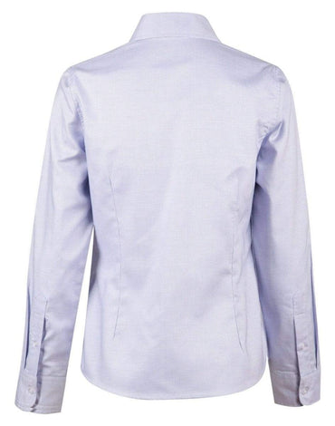 Benchmark Corporate Wear BENCHMARK Laides’ Dot Contrast Long Sleeve Shirt- white blue dot M8922