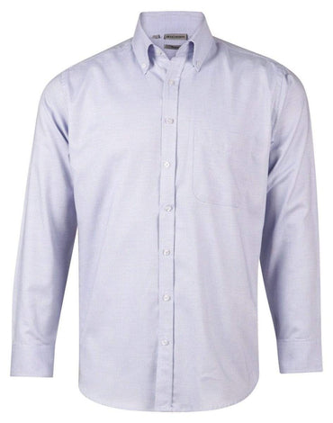 Benchmark Corporate Wear White/Blue Dot / 38 BENCHMARK Men's Dot Contrast Long Sleeve Shirt M7922