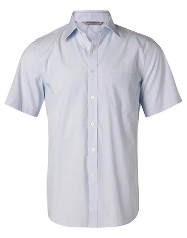 Benchmark Corporate Wear Pale Blue / 38 BENCHMARK Men's Fine Stripe Short Sleeve Shirt M7211