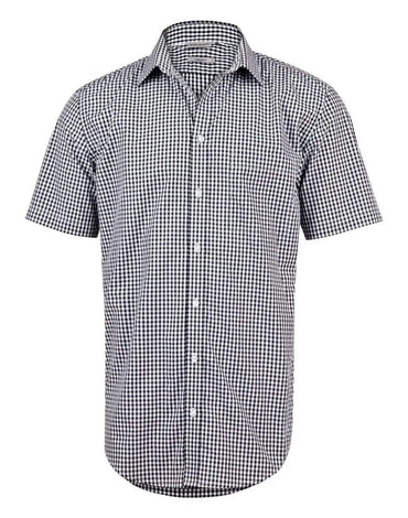 Benchmark Corporate Wear Black/White / XS BENCHMARK Men’s Gingham Check Short Sleeve Shirt M7300S