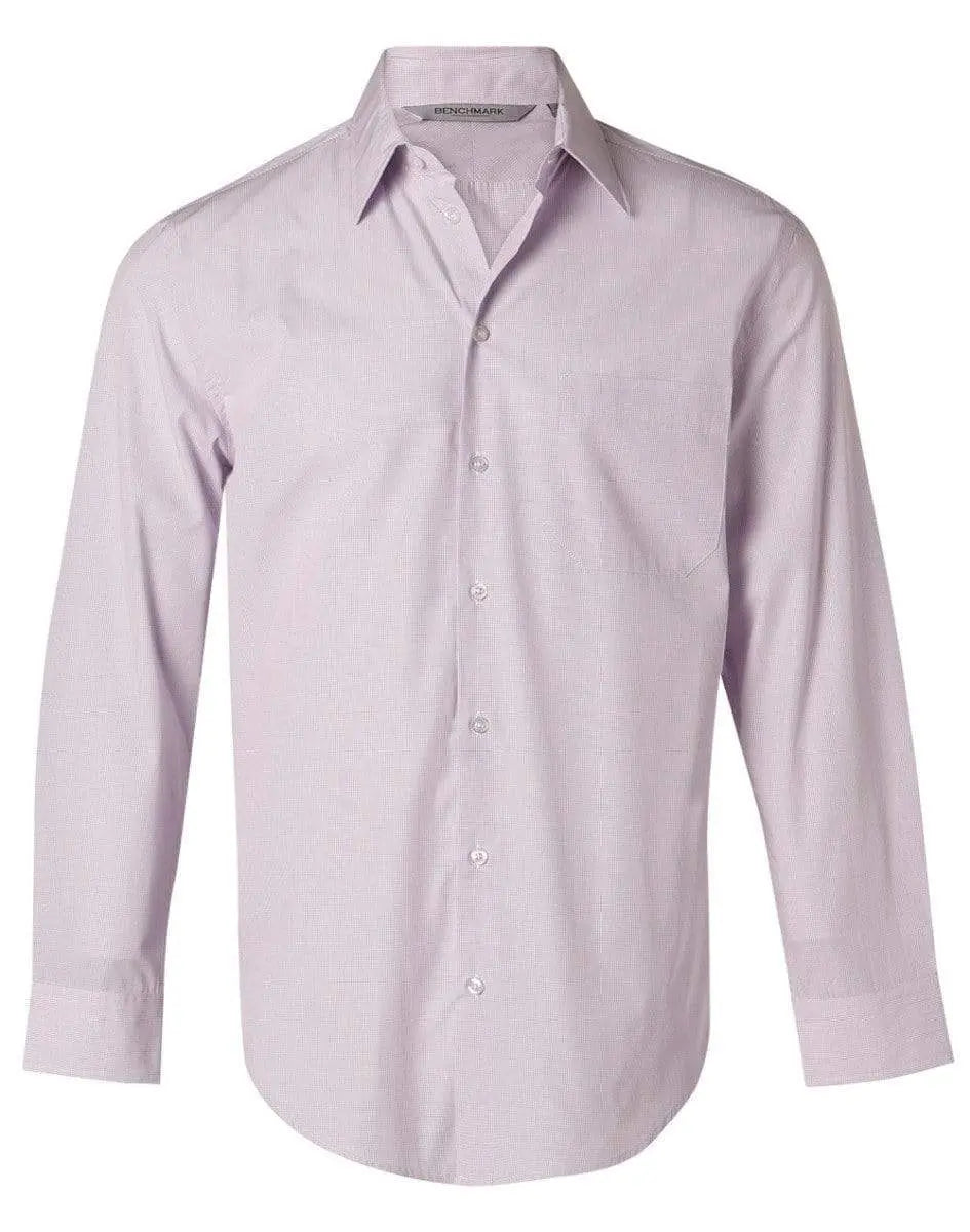 Benchmark Corporate Wear Lilac / 38 BENCHMARK Men's Mini Check Long Sleeve Shirt M7360L