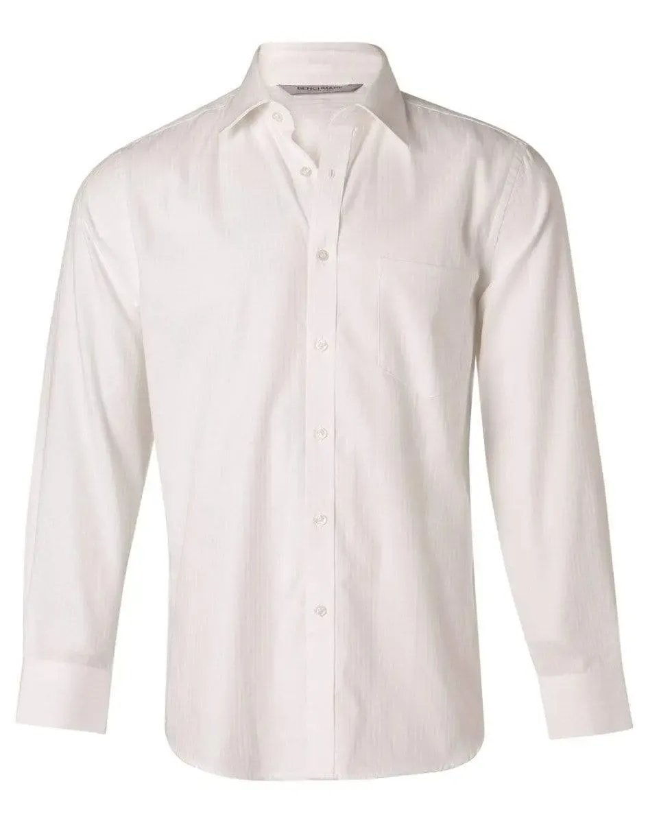 BENCHMARK Men's Mini Herringbone Long Sleeve Shirt M7112