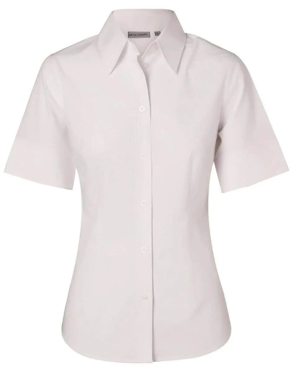Benchmark Corporate Wear White / 6 BENCHMARK Women's Cotton/Poly Stretch Sleeve Shirt M8020S