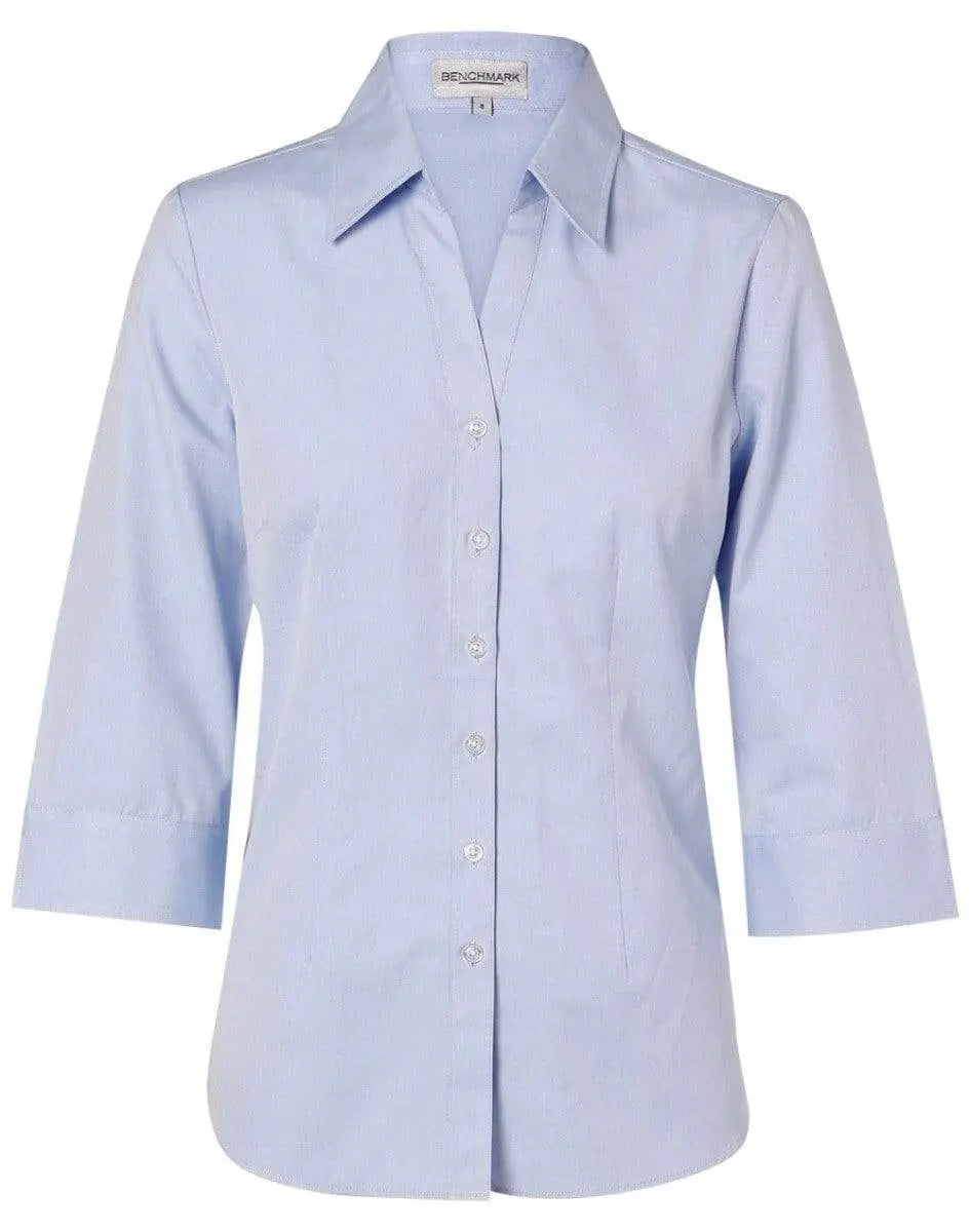 Benchmark Corporate Wear Blue / 6 BENCHMARK Women's CVC Oxford 3/4 Sleeve Shirt M8040Q