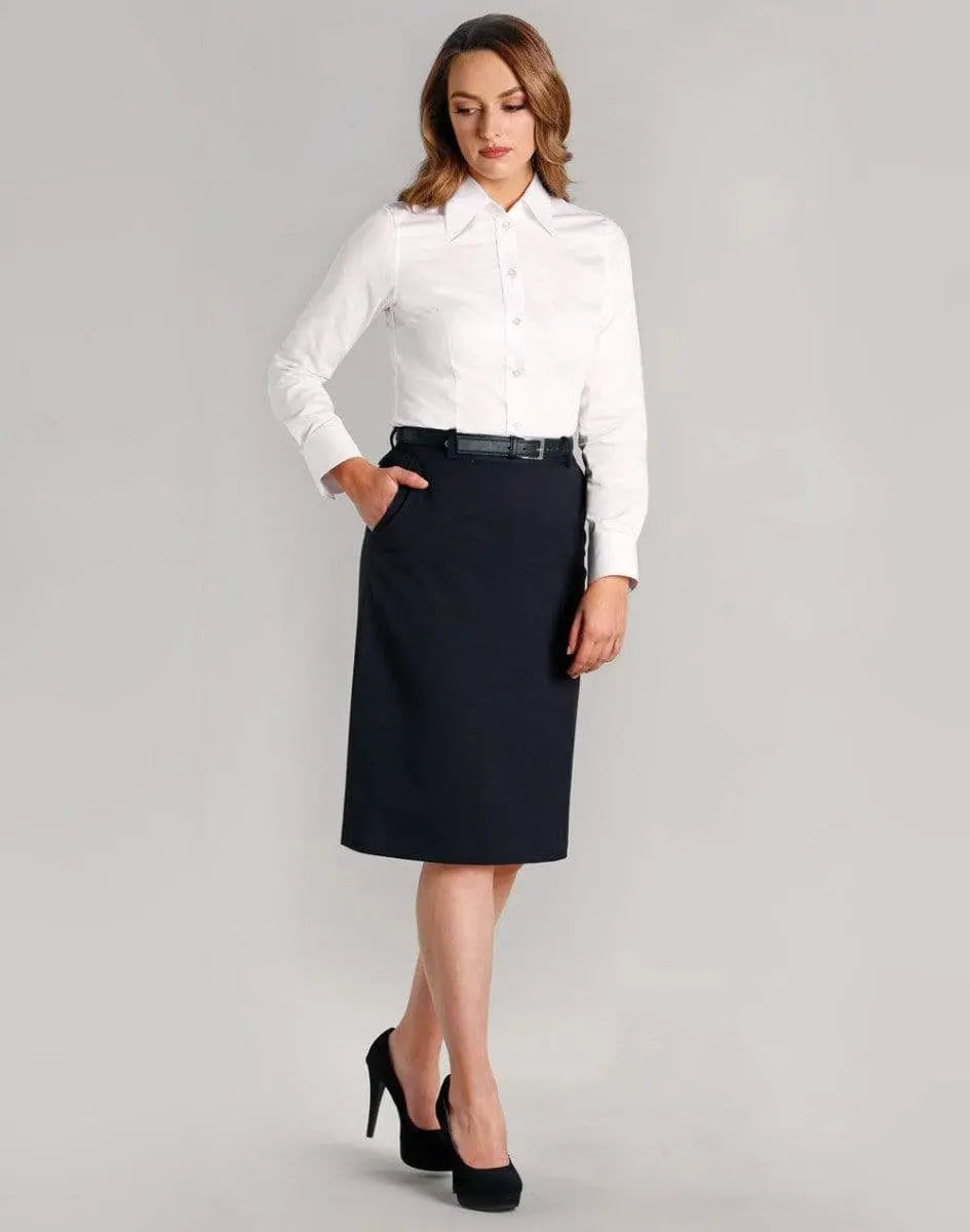 Benchmark Corporate Wear BENCHMARK Women's Poly/Viscose Stretch Twill Flexi Waist A-line Utility Lined Skirt M9478