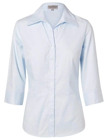Benchmark Corporate Wear Pale Blue / 6 BENCHMARK Women's Self Stripe 3/4 Sleeve Shirt M8100Q