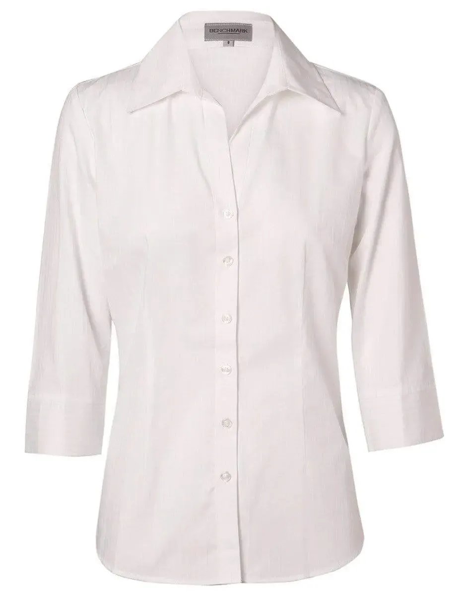 BENCHMARK Women's Self Stripe 3/4 Sleeve Shirt M8100Q