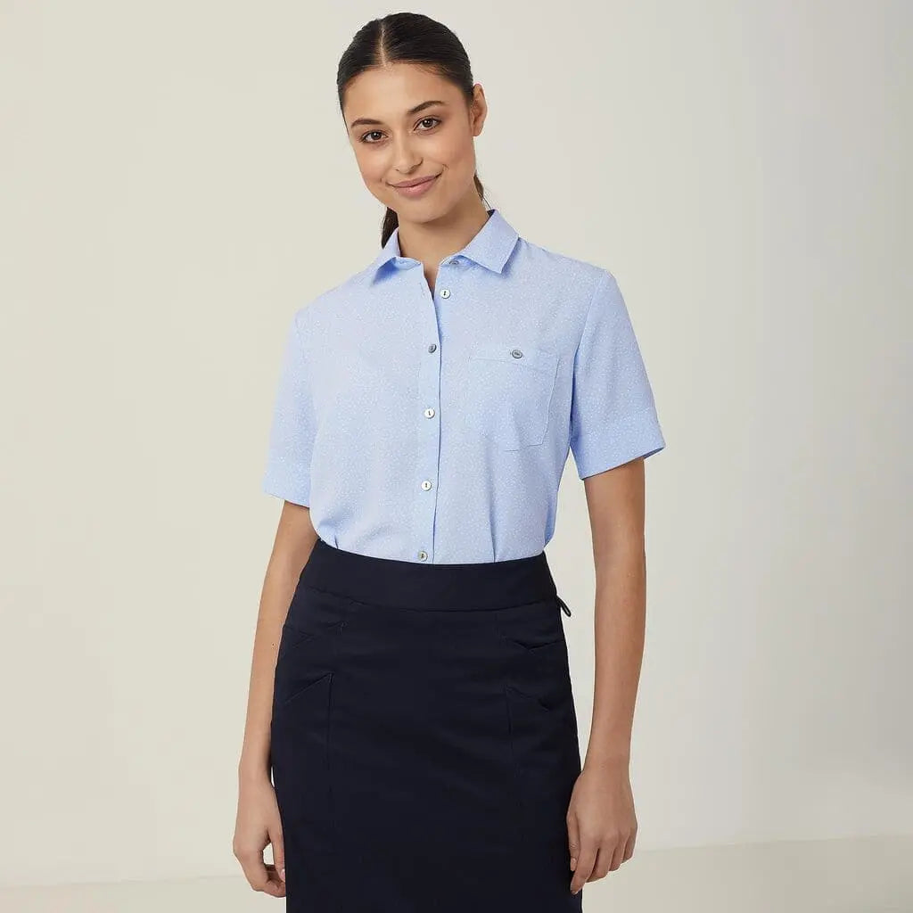 NNT Silvi Spot Print Short Sleeve Shirt CATU7H Simply Scrubs Australia