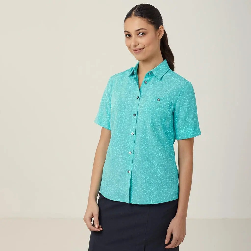 NNT Silvi Spot Print Short Sleeve Shirt CATU7H Simply Scrubs Australia