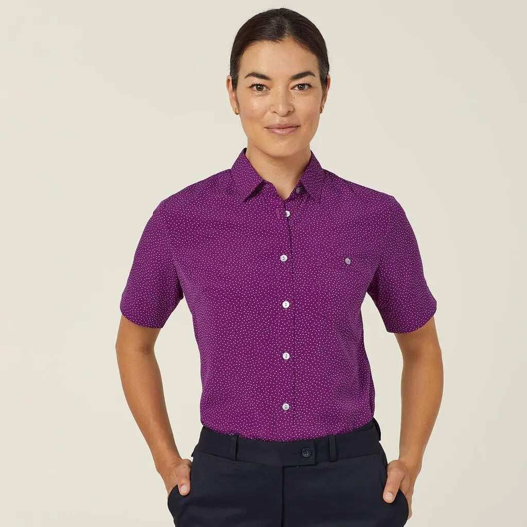 NNT Silvi Spot Print Short Sleeve Shirt CATU7H Simply Scrubs Australia