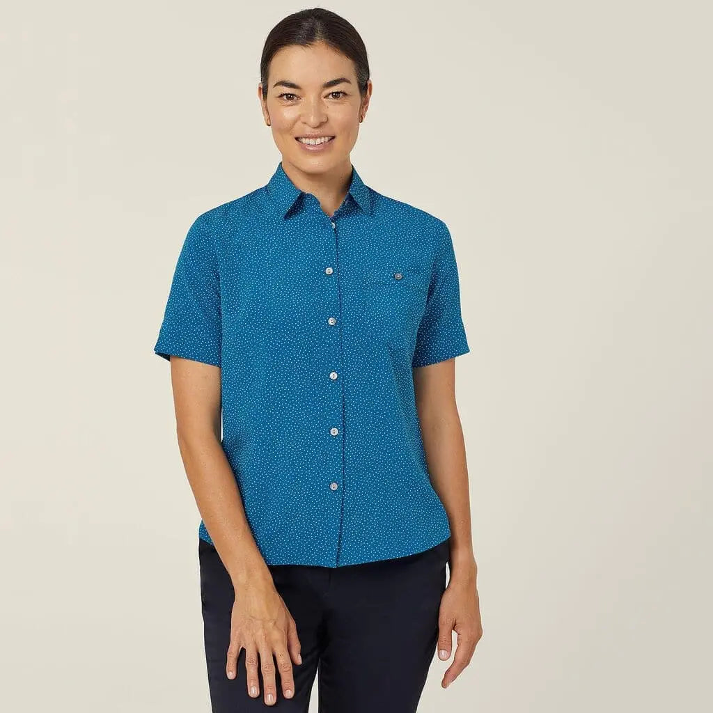 NNT Silvi Spot Print Short Sleeve Shirt CATU7H Simply Scrubs Australia