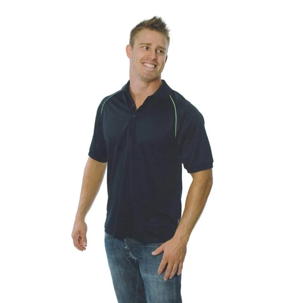 DNC WORKWEAR Men’s Cool-Breathe Rome Polo 5267 in Navy/Cool Lime