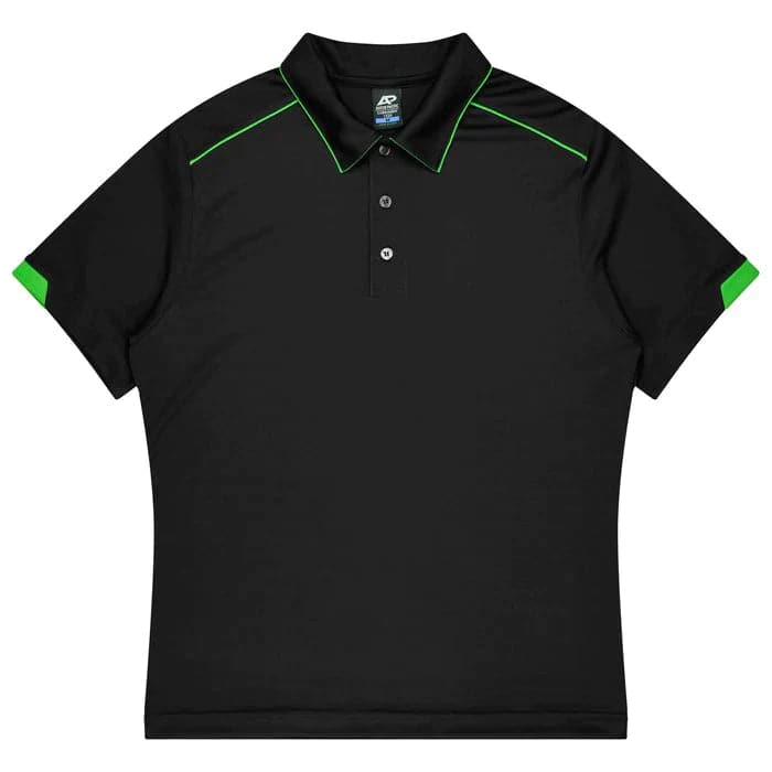 Aussie Pacific Currumbin Men's Polo Shirt 1320  Aussie Pacific BLACK/KAWA GREEN S 
