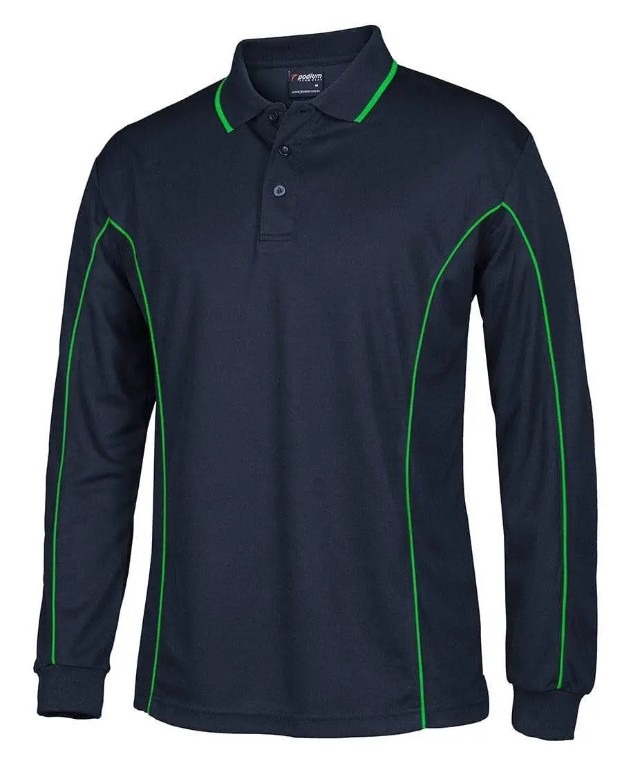 JB'S Wear Casual Wear Black/Pea Green / 2XS JB'S podium l/sleeve piping polo 7PIPL