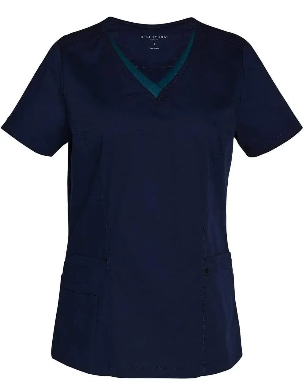 Women's V-neck Contrast Trim Scrubs Top M7660