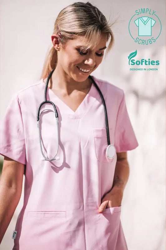 Pink-Nursing-Scrubs-Top-and-Jogger-Scrub-Pants Simply Scrubs Australia