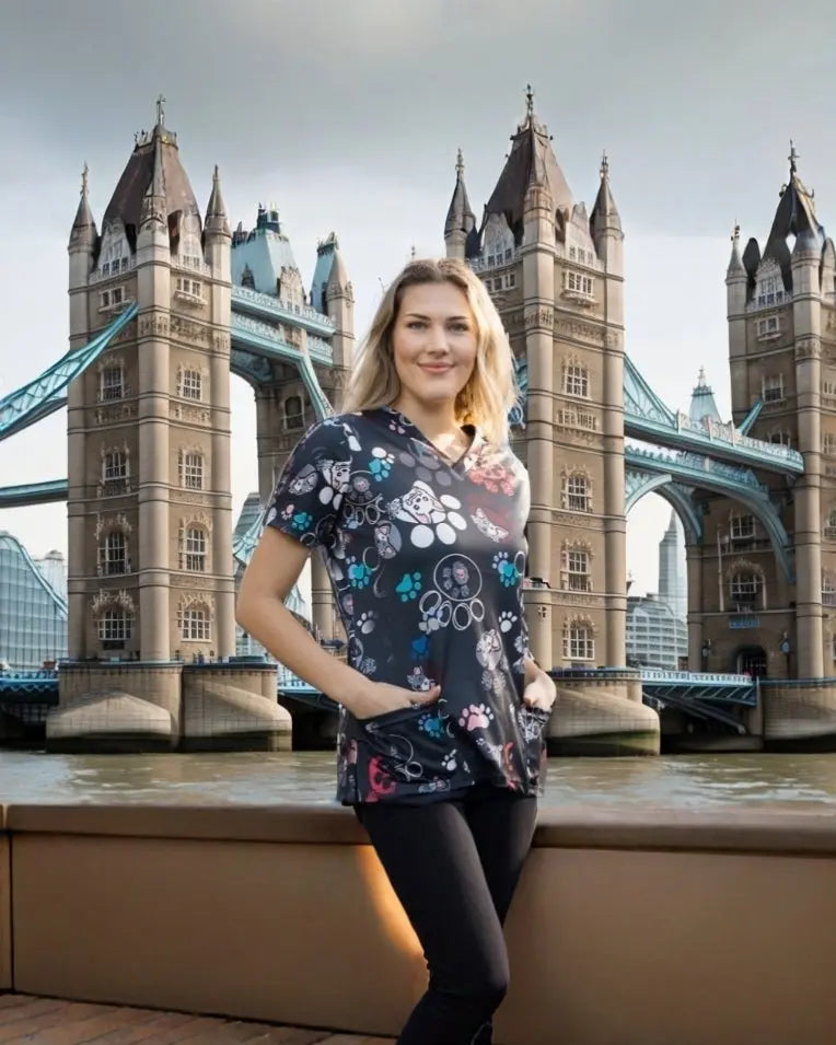 Women's Printed Scrub Tops