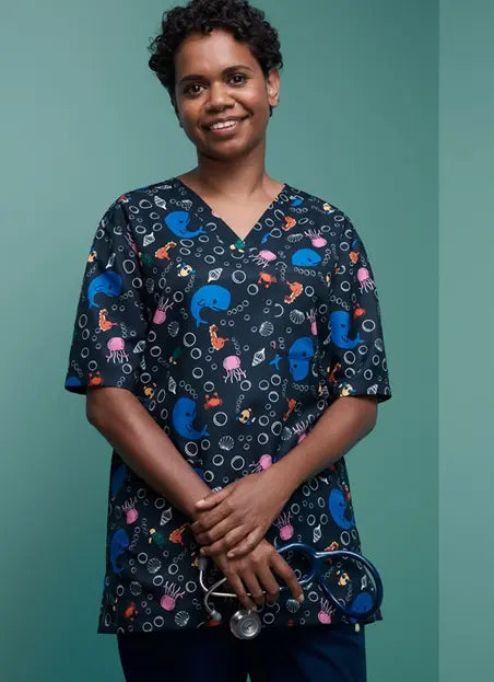 Printed Scrub Tops